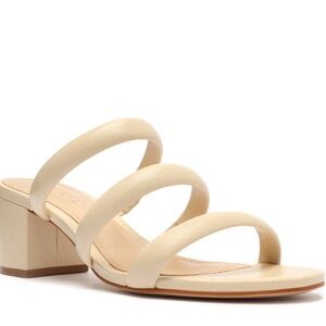 SCHUTZ Cream Triple-Strap Block Heel Sandal